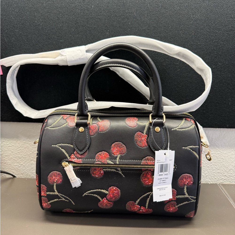 Coach Black Cherry Embroidered Rowan 🍒 - Picture 3 of 6